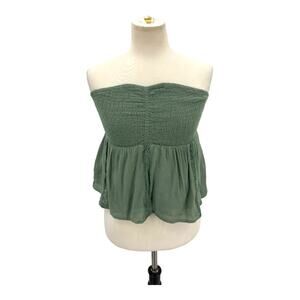 American Eagle Boho Green Smocked Sleeveless Top Size Medium